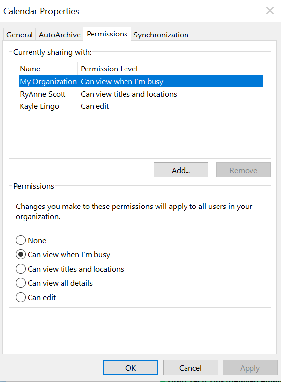 Updating Calendar permissions so meetings aren’t stranded University